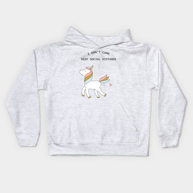 Unicorn - keep social distance - black text Kids Hoodie by grafart